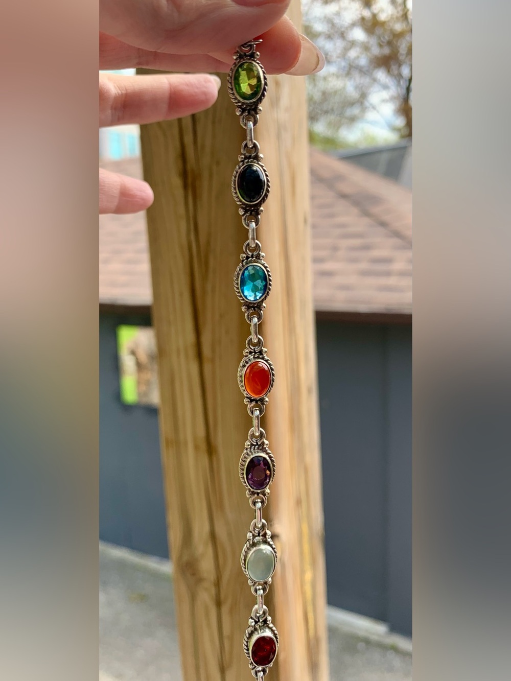 Multi-Gemstone Silver Bracelet